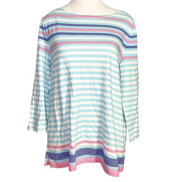 Talbots Tops - Talbots Women's Long Sleeve Striped Top - Blue, Pink, Purple